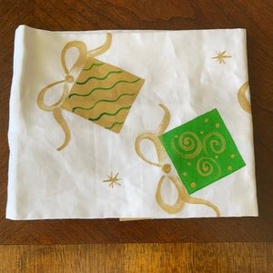 J. Charles Alpert Christmas hand painted linen napkin new 12x17